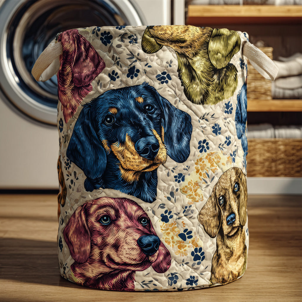 Dachshund Classic Cream Quilted Laundry Basket Best Laundry Basket Presents For Dachshund Lovers