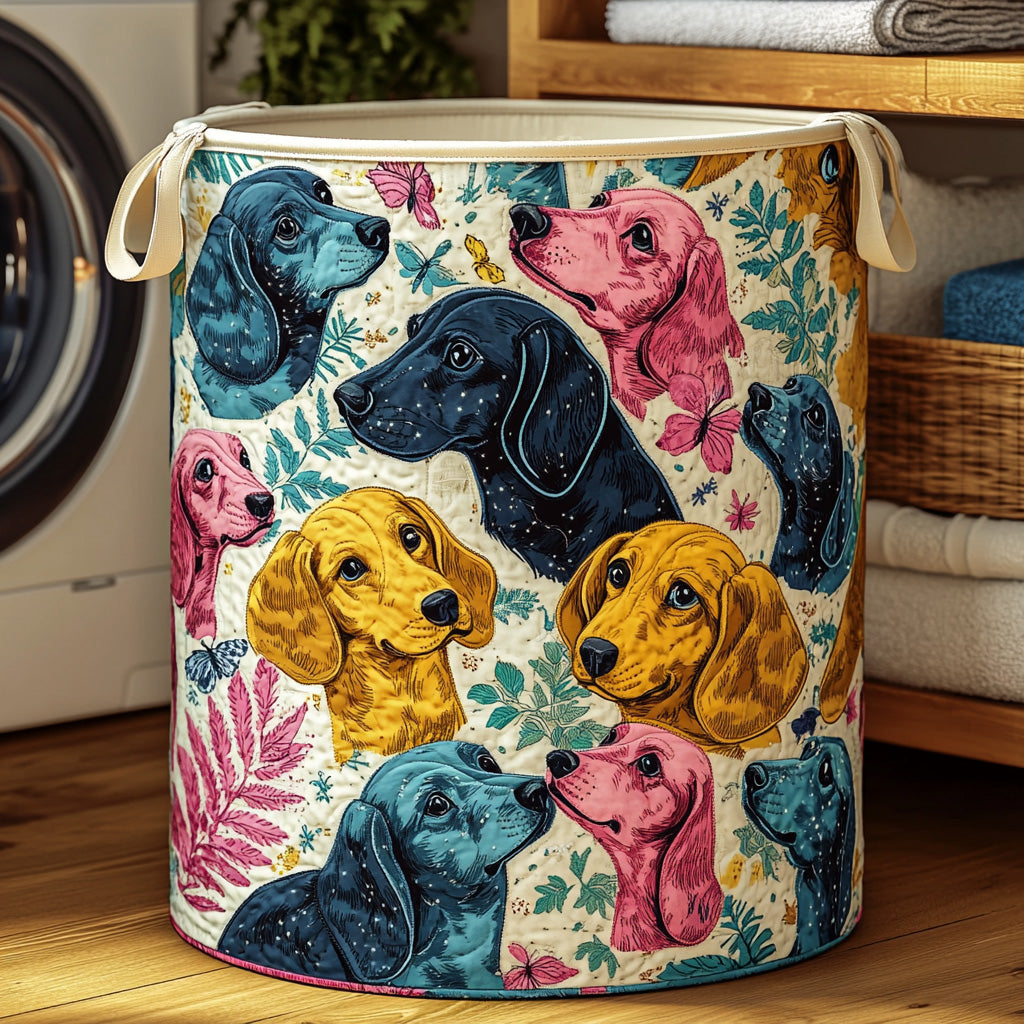 Dachshund Color Pop Quilted Laundry Basket Unique Hampers Sausage Dog Presents
