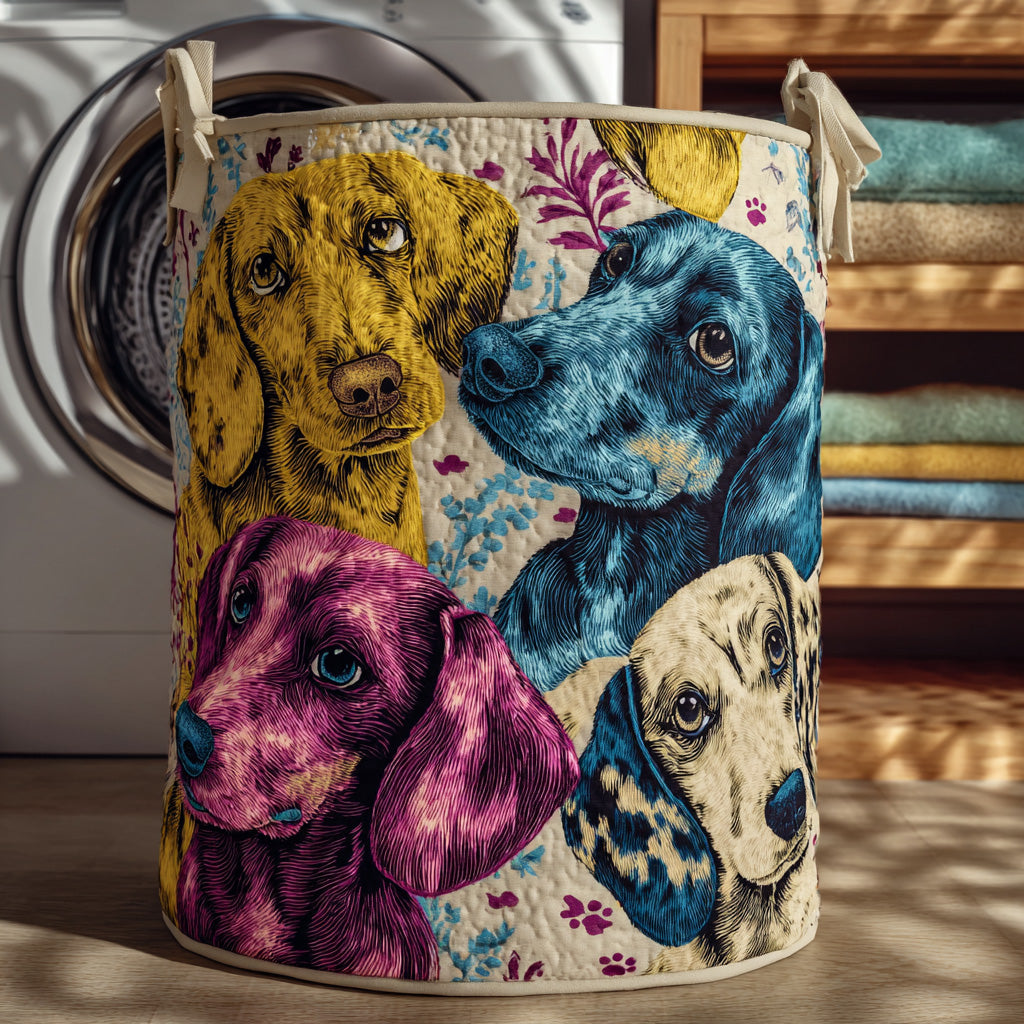 Dachshund Color Pop Quilted Laundry Basket Unusual Laundry Basket Dachshund Dad Gifts