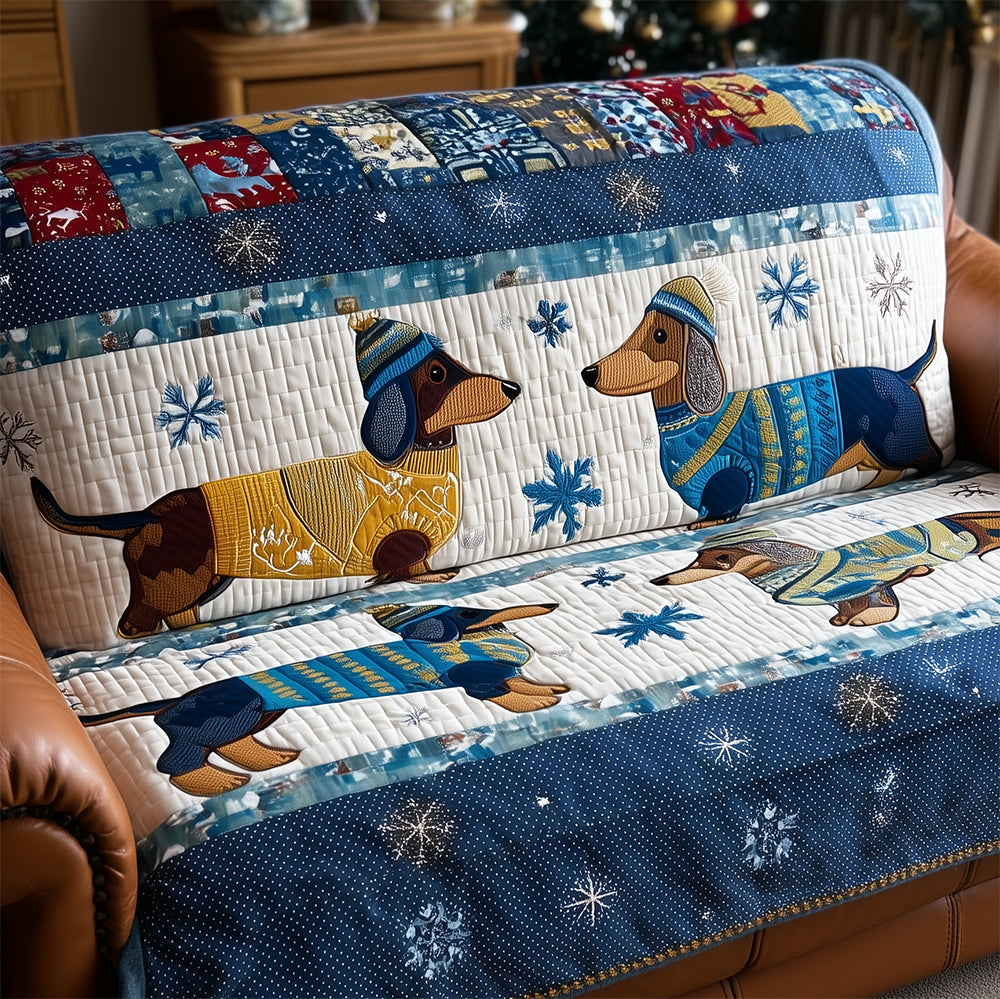 Dachshund Couple Snuggles Quilted Sofa Cover Sofa Protector Gifts For Sausage Dog Lovers