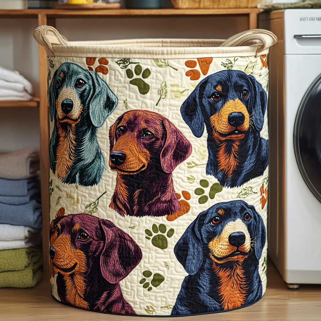 Dachshund Cozy Paws Quilted Laundry Basket Nice Laundry Hamper Sausage Dog Gifts For Her