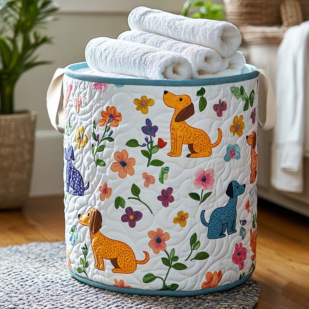 Dachshund Cutie Quilted Laundry Basket Kawaii Laundry Hamper Presents For Dachshund Lovers