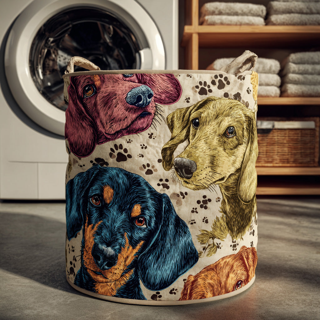 Dachshund Floral Harmony Quilted Laundry Basket Home Decorations Dachshund Products