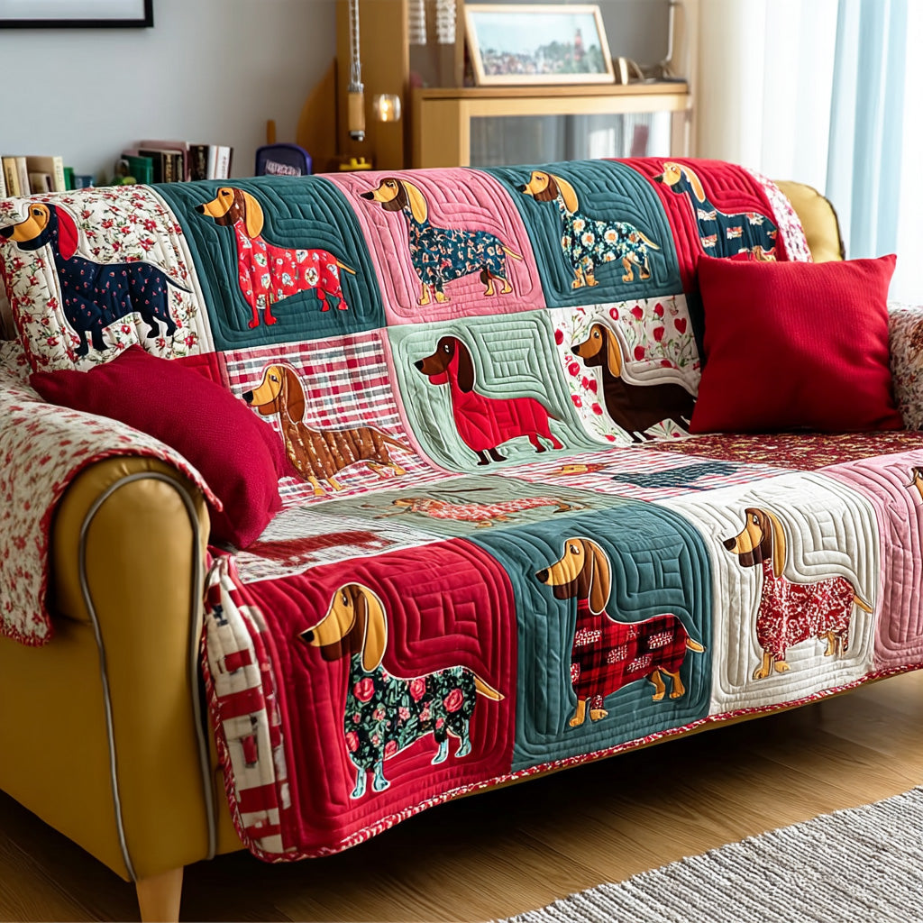 Dachshund Love Quilted Sofa Cover Couch Covers Dachshund Related Gifts