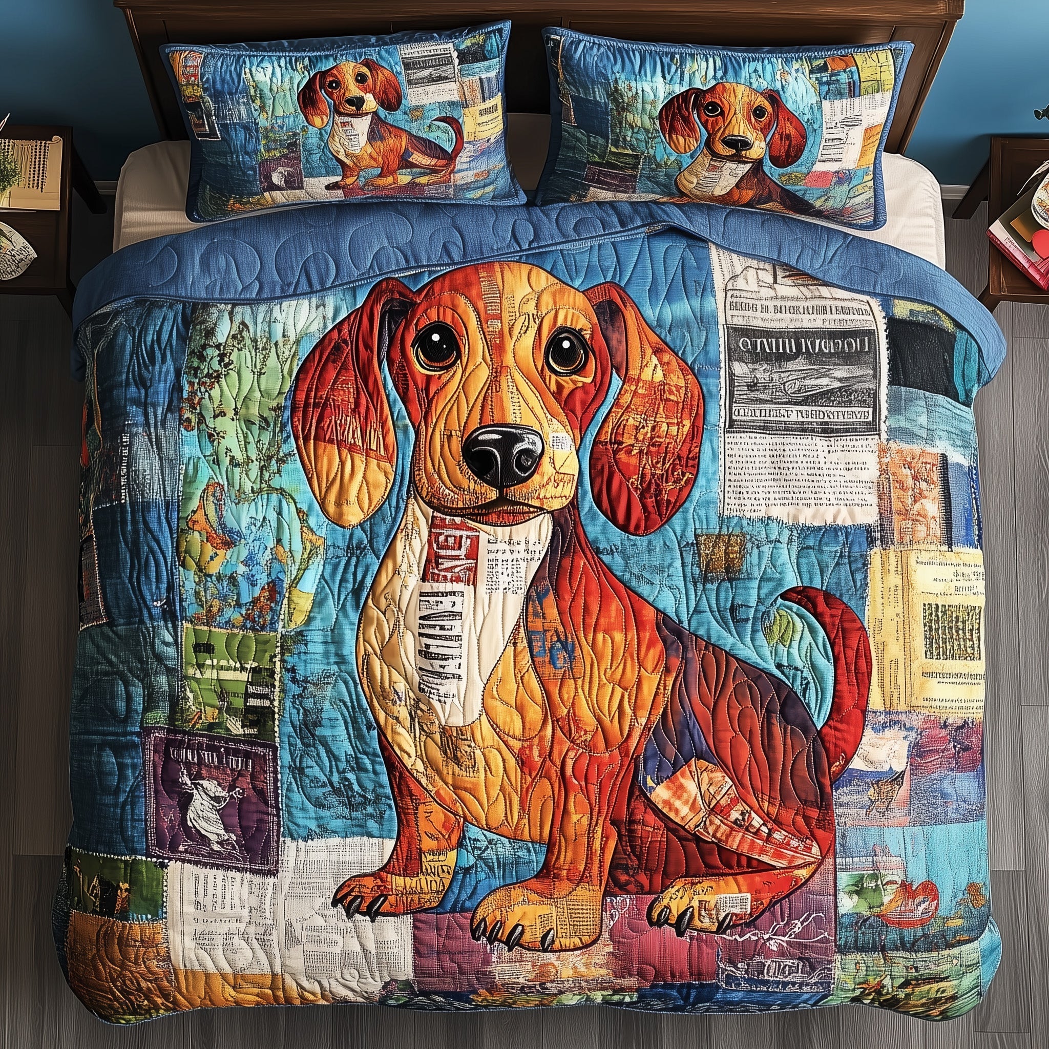 Dachshund Quilted Bedding Set Bedspread Quilts Unique Gifts For Dog Lovers