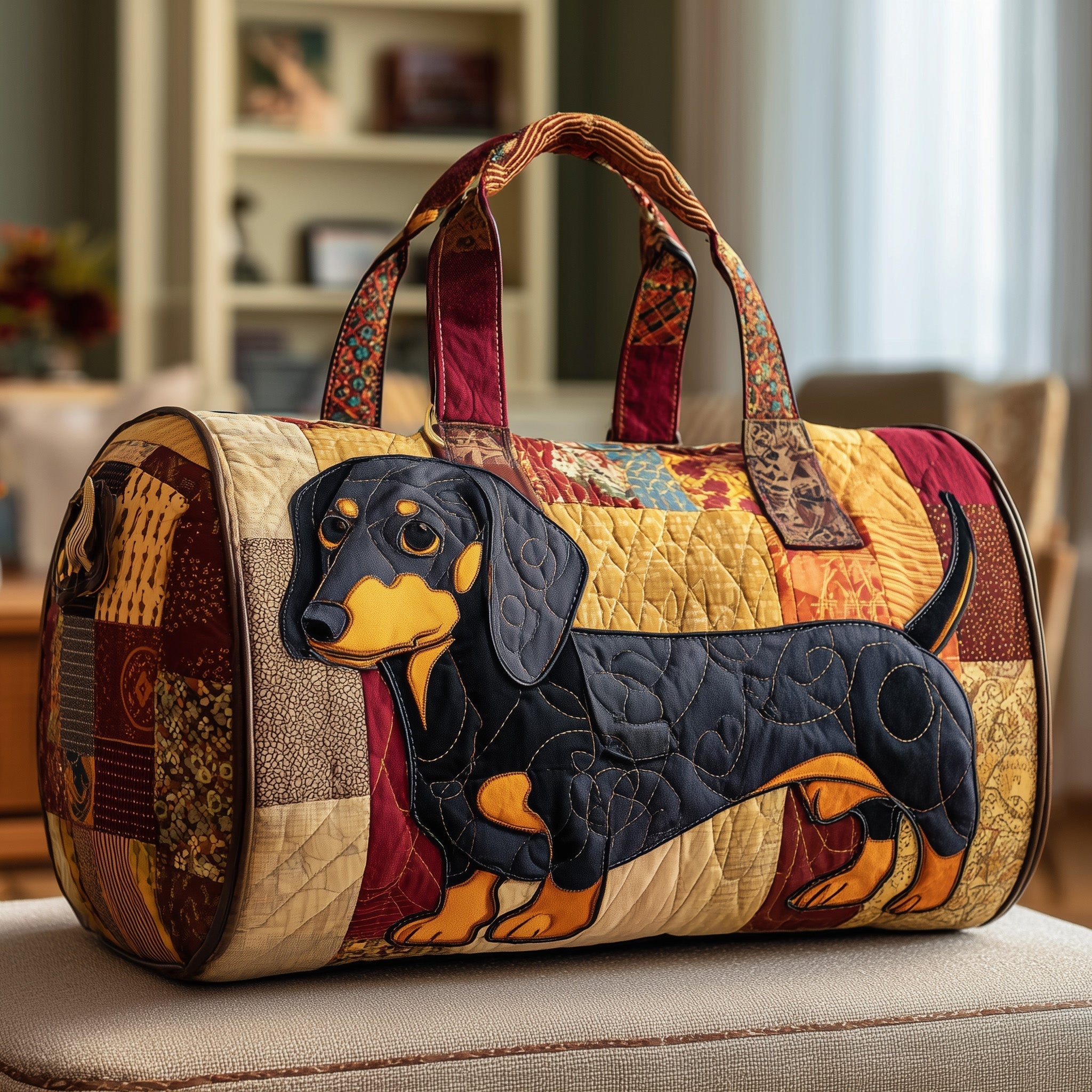Dachshund Quilted Duffle Bag Cute Duffel Bags Women Dachshund Gifts For Dog Lovers
