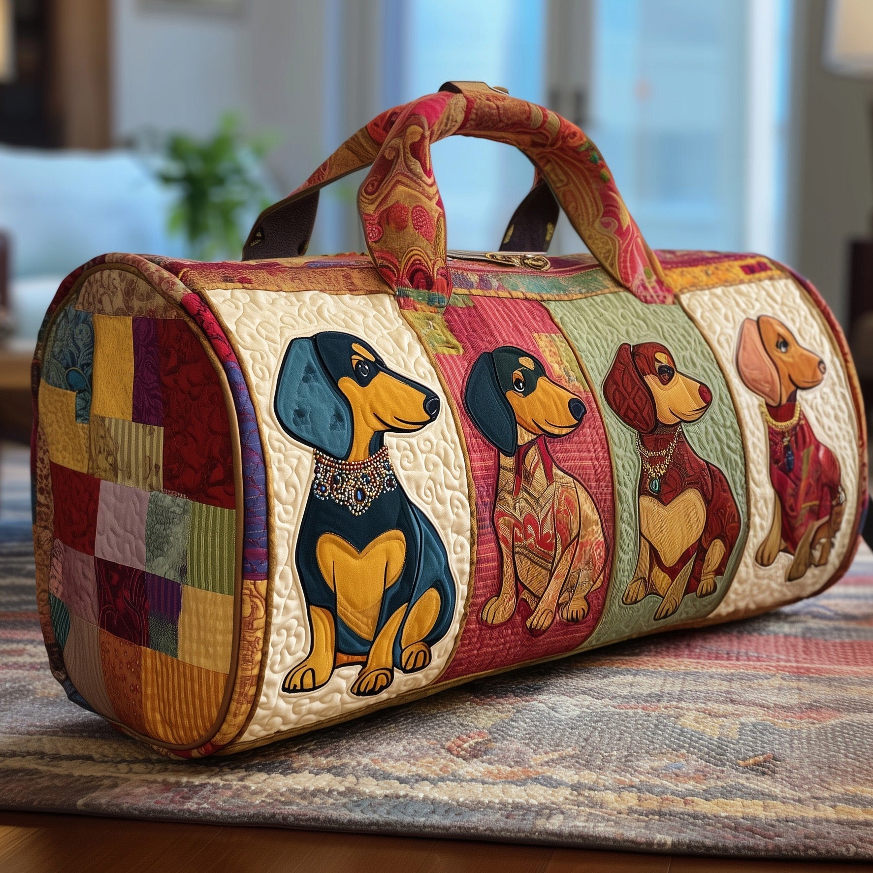 Dachshund Quilted Duffle Bag Duffel Weekender Bag Good Birthday Gifts For Your Mom