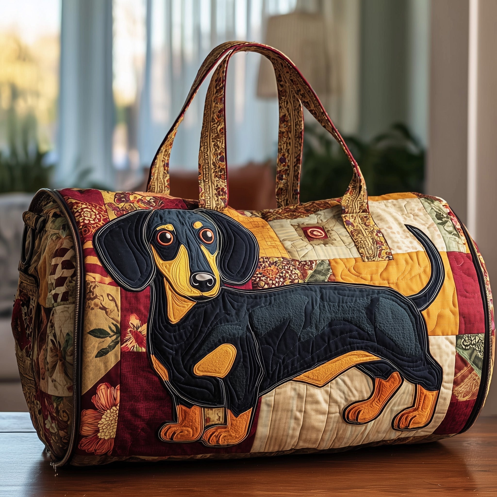 Dachshund Quilted Duffle Bag Women's Workout Duffel Bags Gift Ideas For Dachshund Lovers