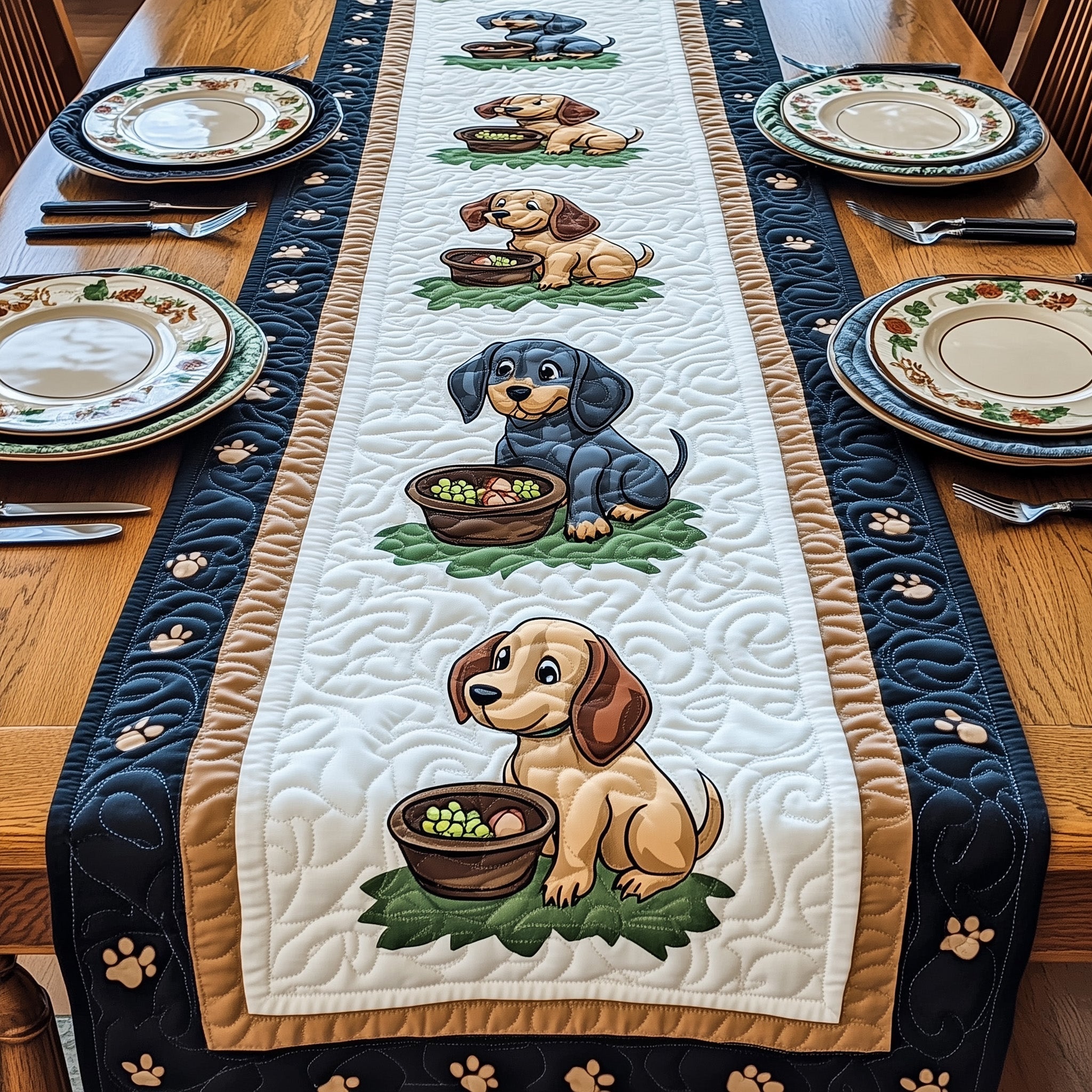 Dachshund Quilted Table Runner Dining Room Table Decor Perfect Gift For Dog Lovers