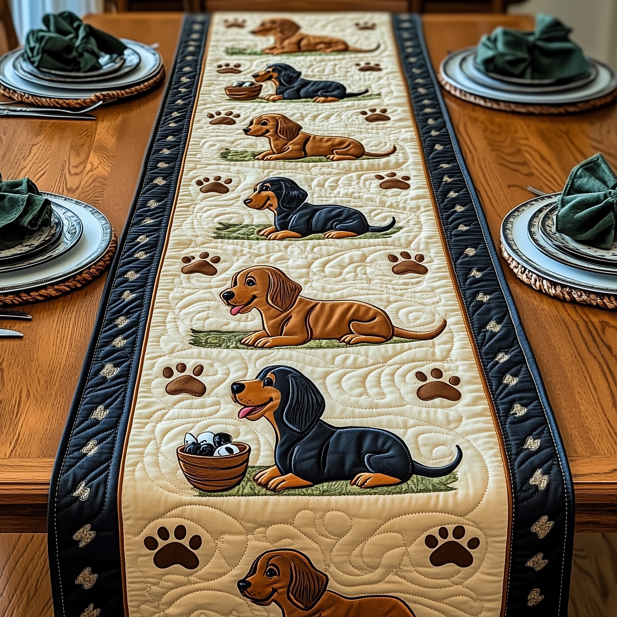 Dachshund Quilted Table Runner Kitchen Table Runners Good Presents For Dog Lovers