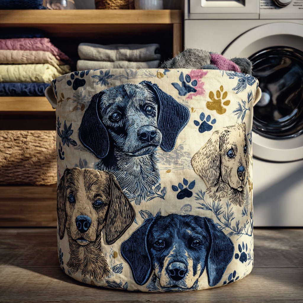 Dachshund Toile De Jouy Quilted Laundry Basket Laundry Room Ideas Unusual Dachshund Gifts