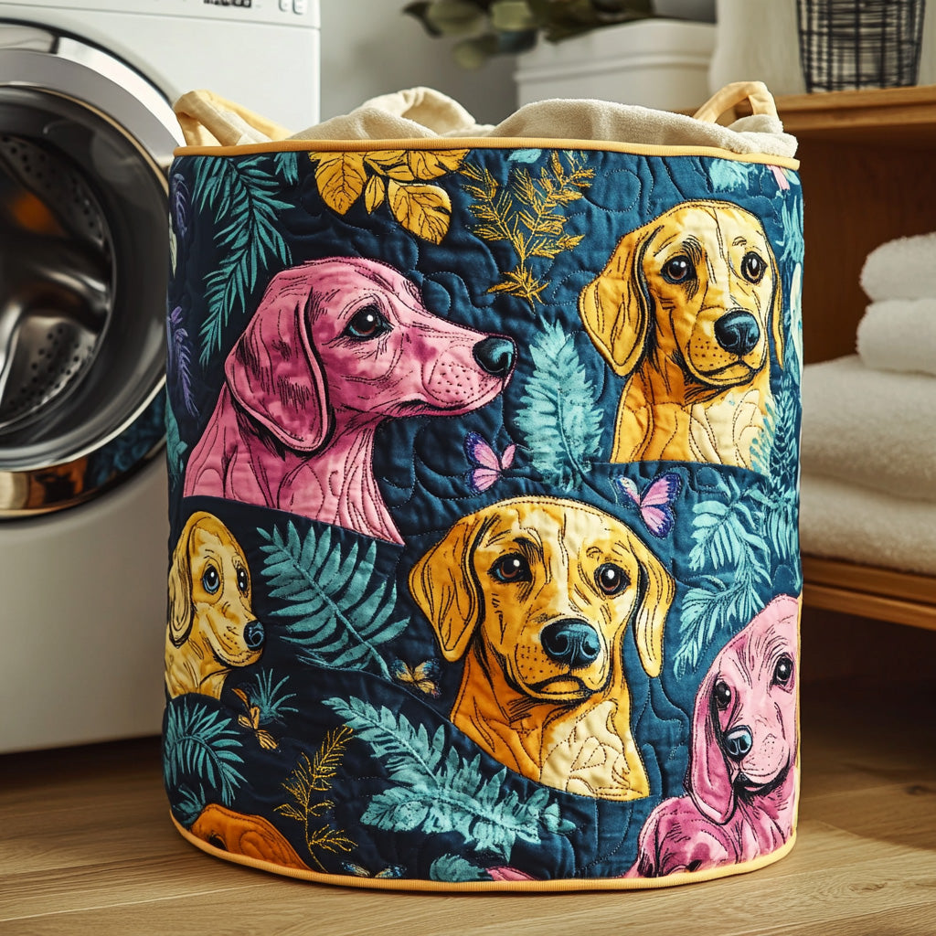 Dachshund Tropical Night Quilted Laundry Basket Best Clothes Hamper Dachshund Gifts For Dog Lovers