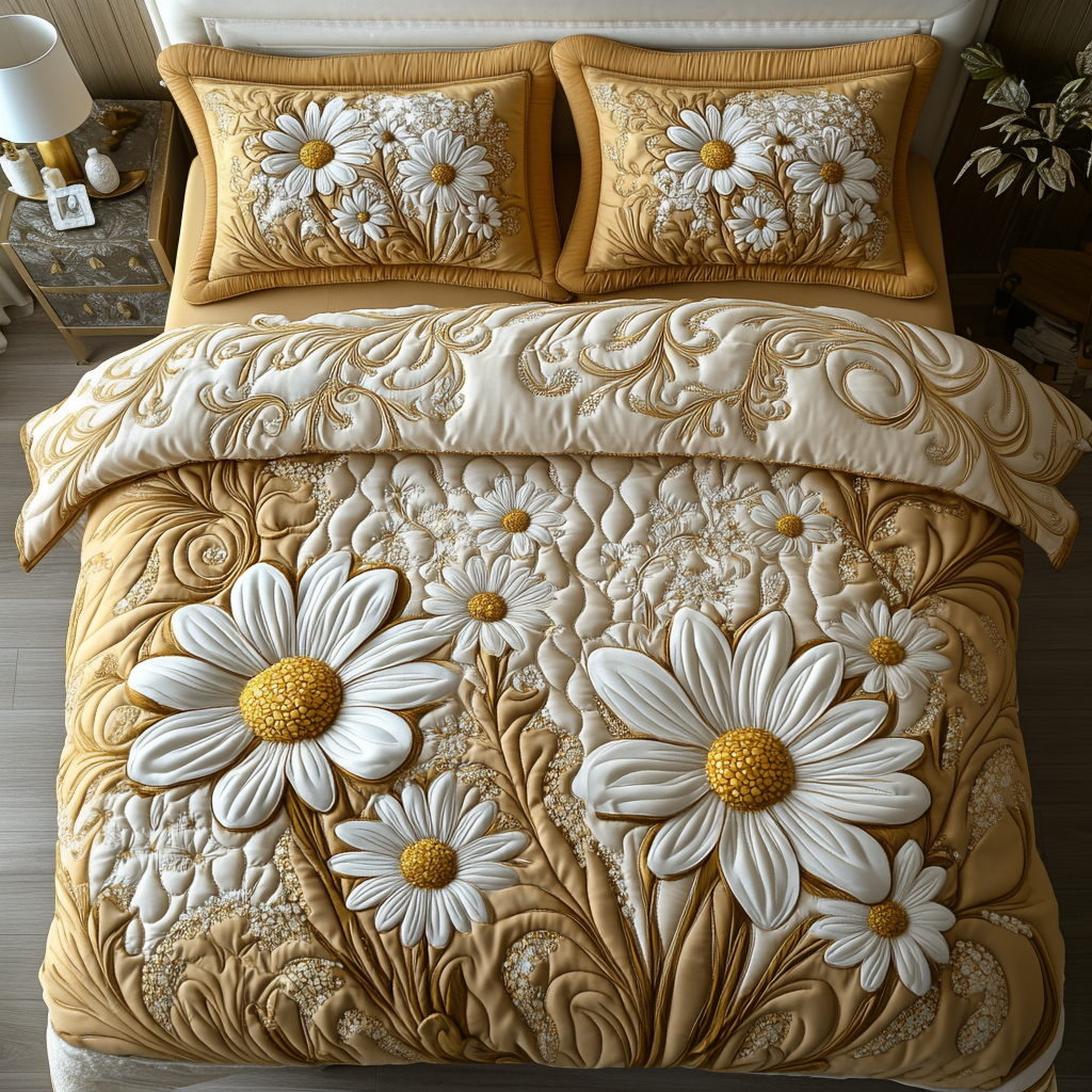 Daisy Delight Quilted Bedding Set Best King Sheets Mother's Day Gifts For Daughter