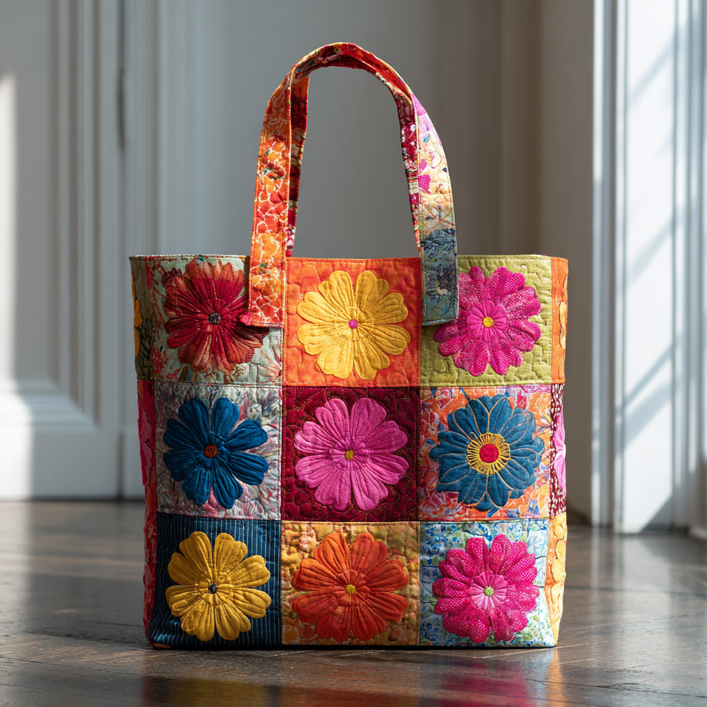 Daisy Flower Quilted Tote Bag Best Everyday Tote Bag Meaningful Gifts For Mom
