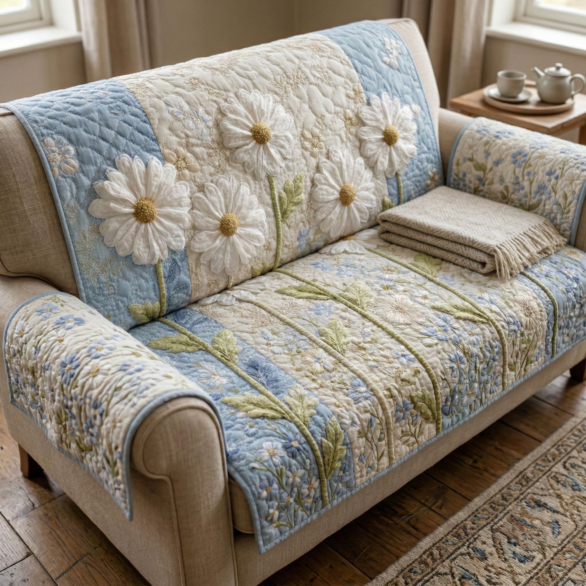 Daisy Glow Quilted Sofa Cover The Best Sofa Slipcovers Gifts For Daisy Lovers