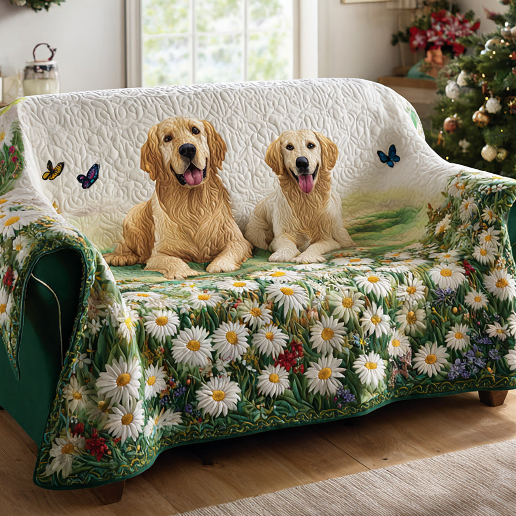 Daisy Golden Retriever Quilted Sofa Cover Furniture Slipcovers Golden Retriever Items Gifts