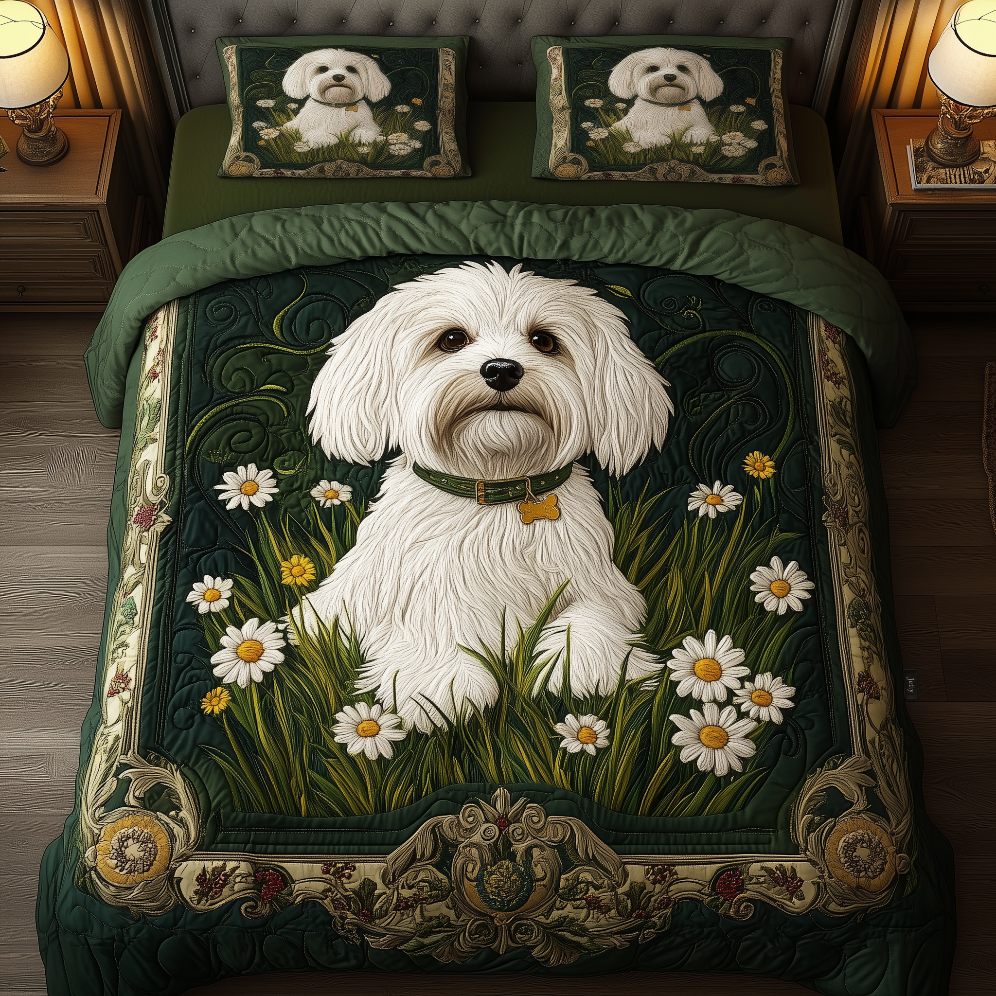 Daisy Maltese Quilted Bedding Set Bedroom Ideas Cute Dog Owner Gift Ideas