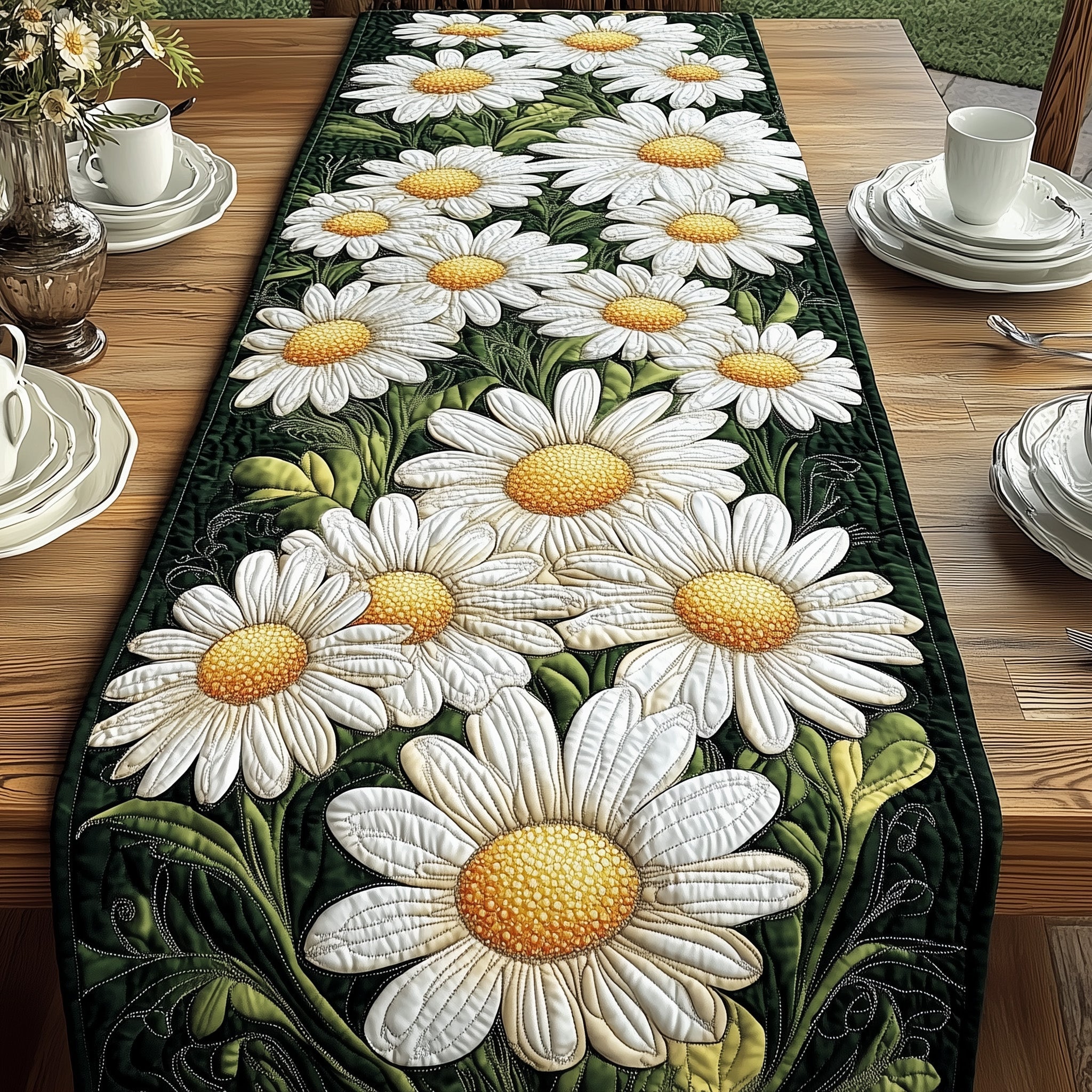 Daisy Meadow Bliss Quilted Table Runner Dinner Table Decor Ideas Cute Mothers Day Gift Ideas