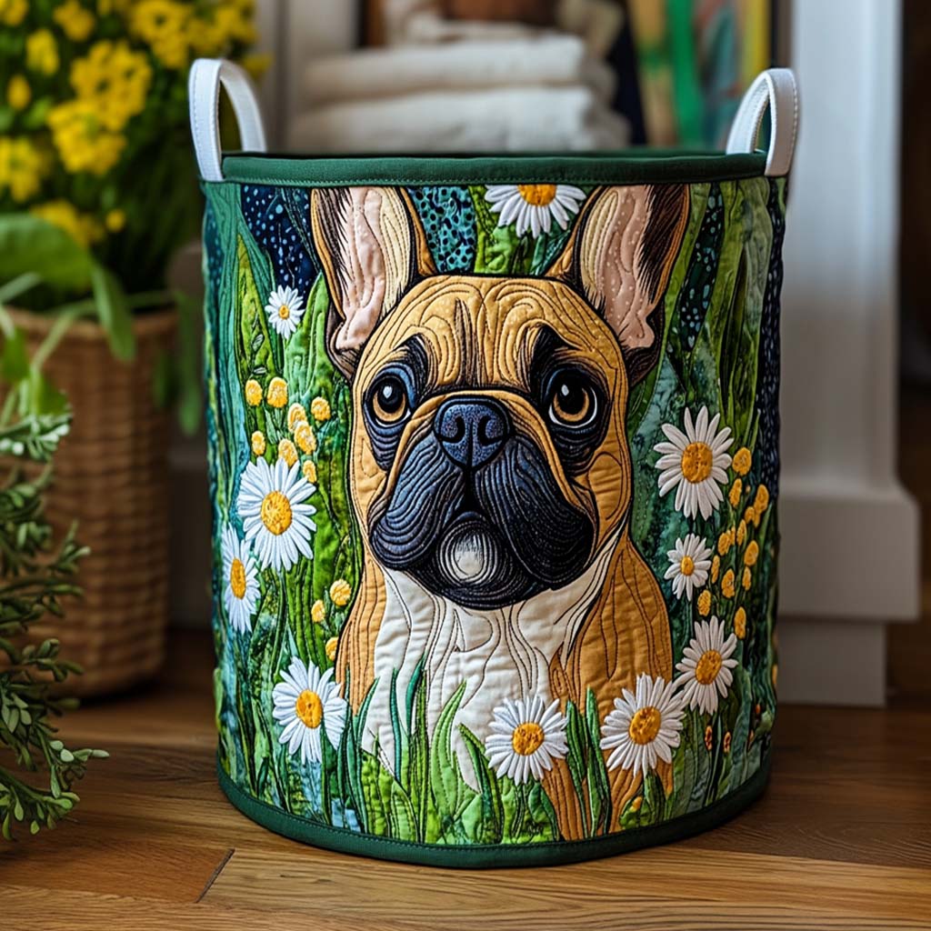 Daisy Meadow Frenchie Quilted Laundry Basket Unique Hampers French Bulldog Lover Gifts