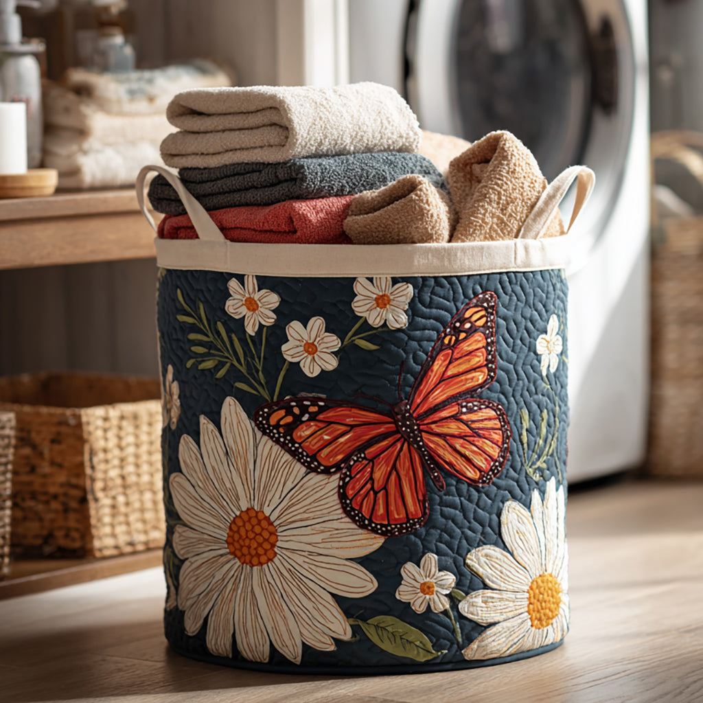 Daisy Monarch Butterfly Quilted Laundry Basket Unique Laundry Basket Best Butterfly over Gifts For Mom
