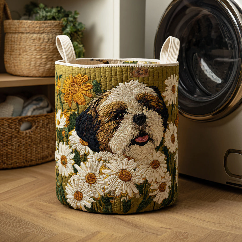 Daisy Shih Tzu Quilted Laundry Basket Unusual Laundry Basket Cute Gifts For Dog Lovers Owners