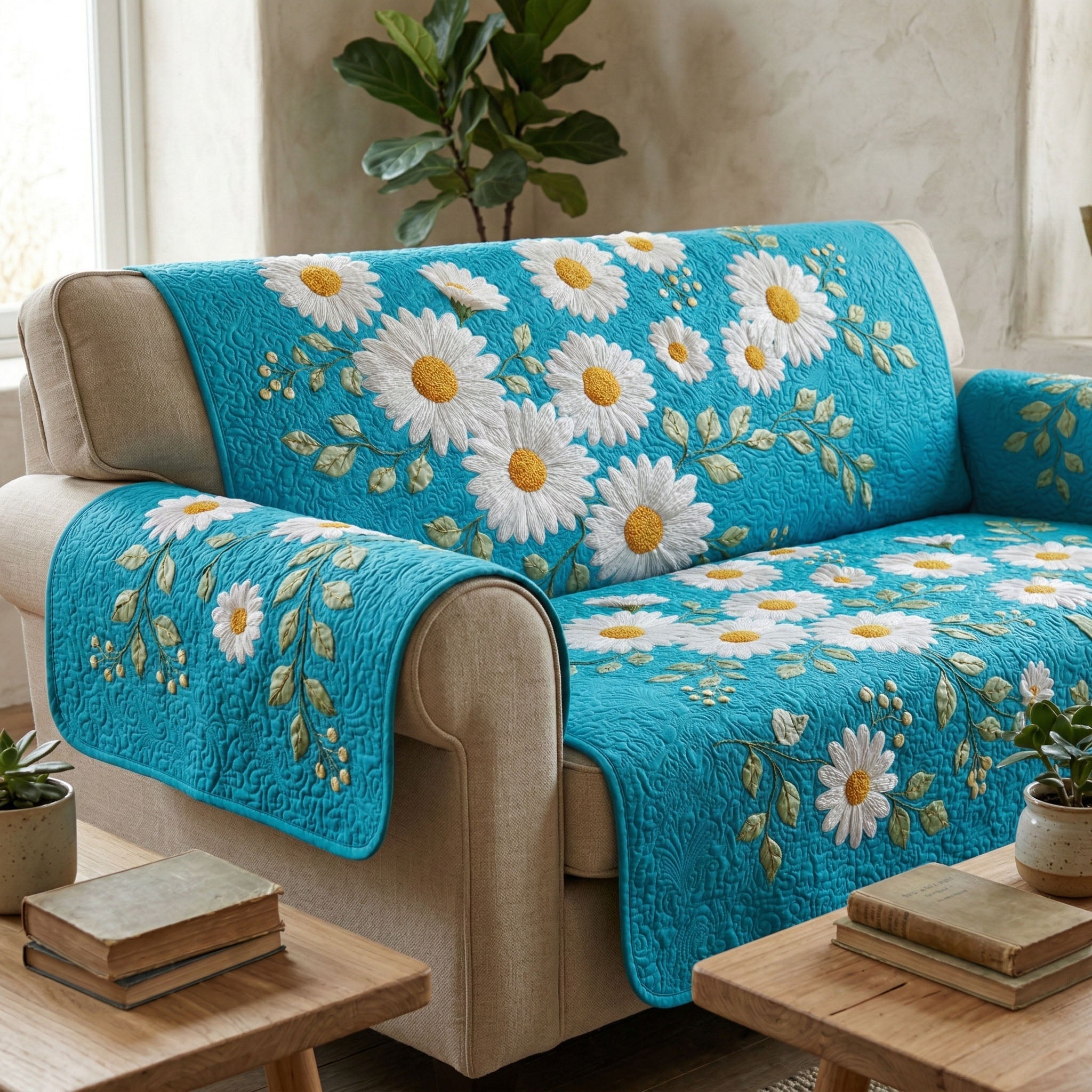 Daisy Spring Quilted Sofa Cover The Best Couch Slipcovers Flower Daisy Themed Gifts