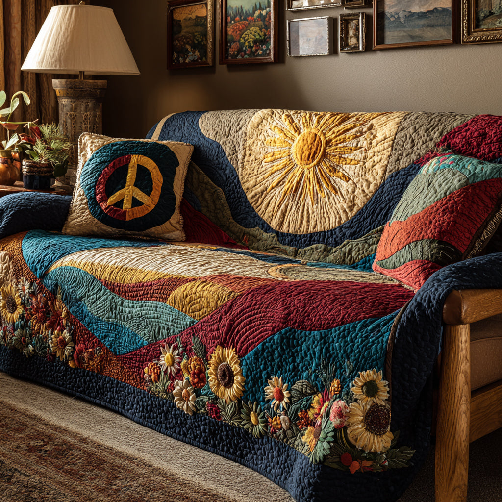 Daisy Valley Quilted Sofa Cover Couch Slipcovers Gifts For Flower Enthusiasts