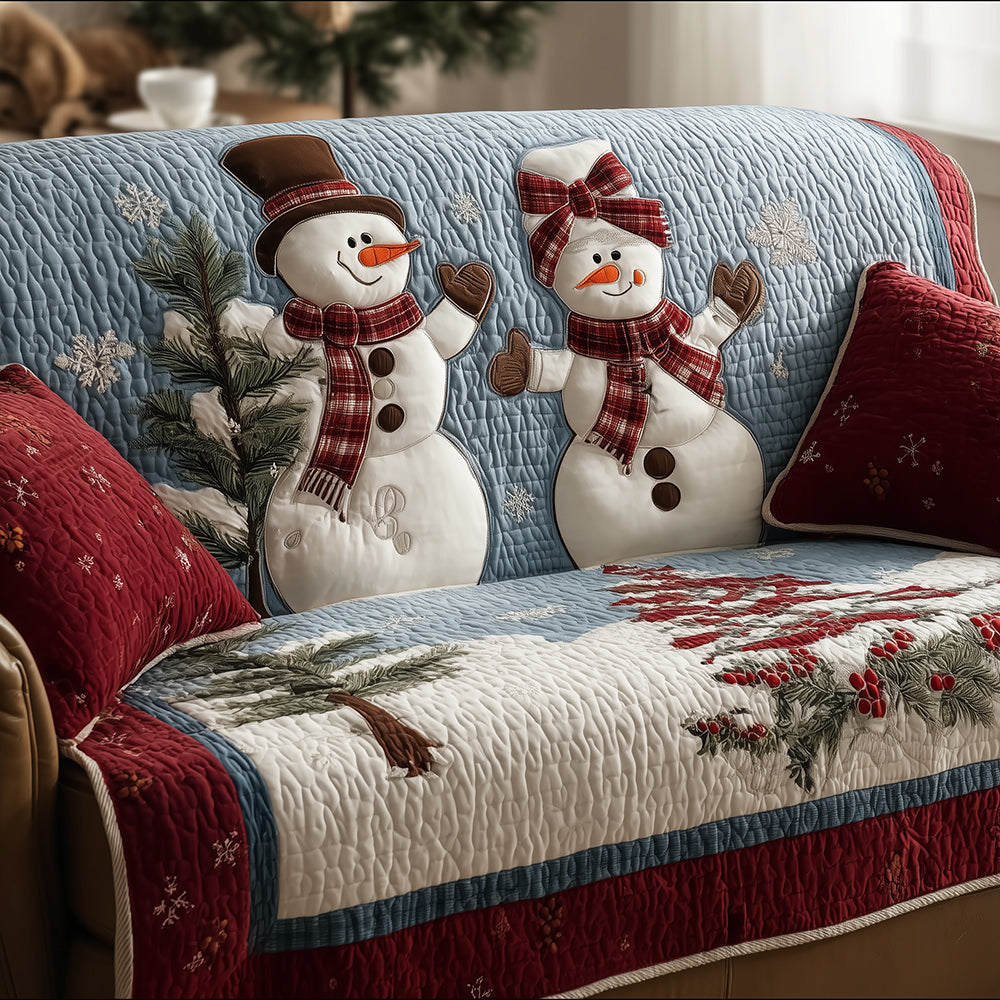 Dancing Snowmen Delight Quilted Sofa Cover Best Sofa Slipcovers Christmas Presents For Her