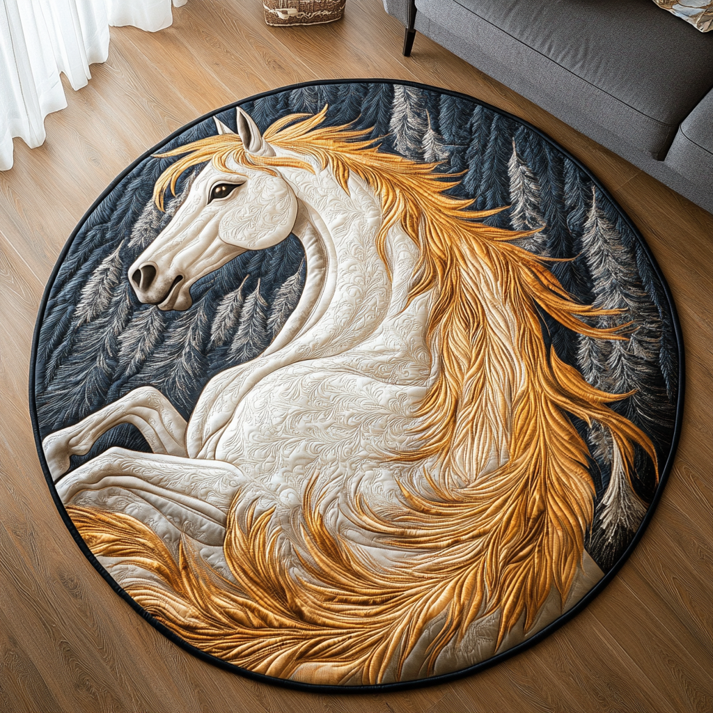 Dandelion Dash Quilted Round Mat Living Decor Ideas Inexpensive Gifts For Horse Lovers