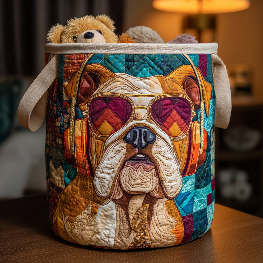 Dapper Bulldog Quilted Laundry Basket Clothes Basket Storage Bulldog Owner Gifts