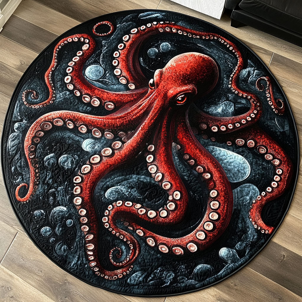 Dark Abyss Octopus Quilted Round Mat Family Room Furniture Ideas Gifts For Mom Birthday