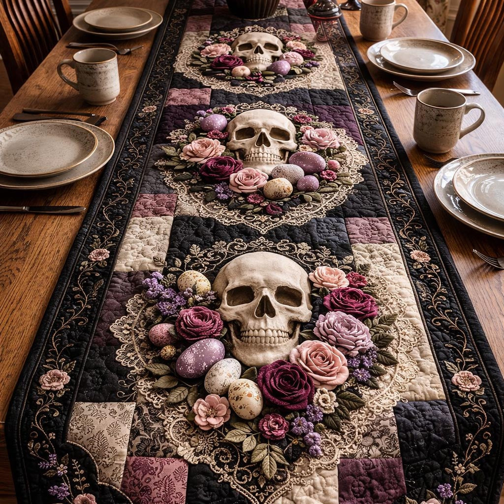 Dark Easter Quilted Table Runner Table Runner Easter Easter Gifts For Women
