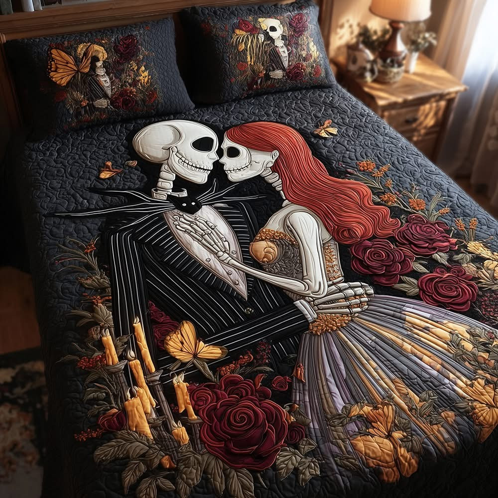 Dark Lovers Quilted Bedding Set Christmas Dark Humor Bed Sheet Set Ideas For Couples