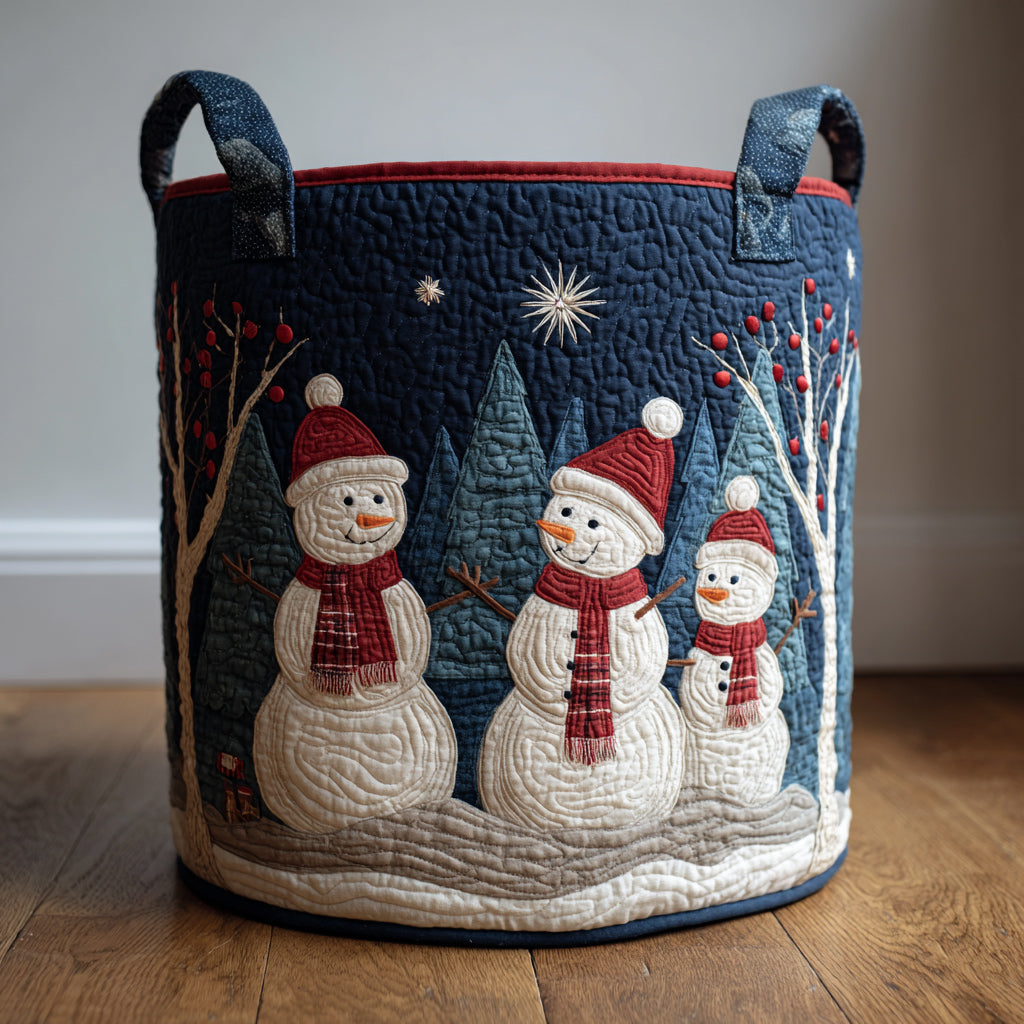 Dark Snowman Forest Quilted Laundry Basket Best Looking Laundry Hampers Christmas Presents For Wife
