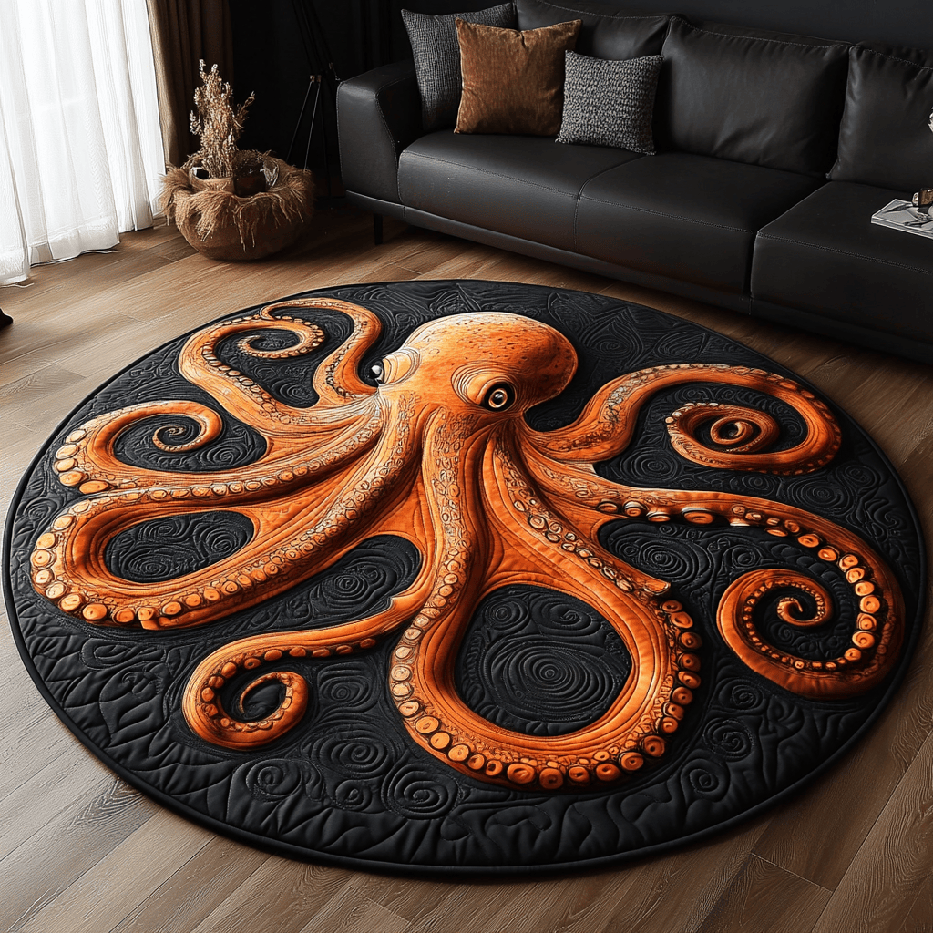 Dark Water Phantom Quilted Round Mat Circle Floor Mat Father's Day Gifts For Grandpa