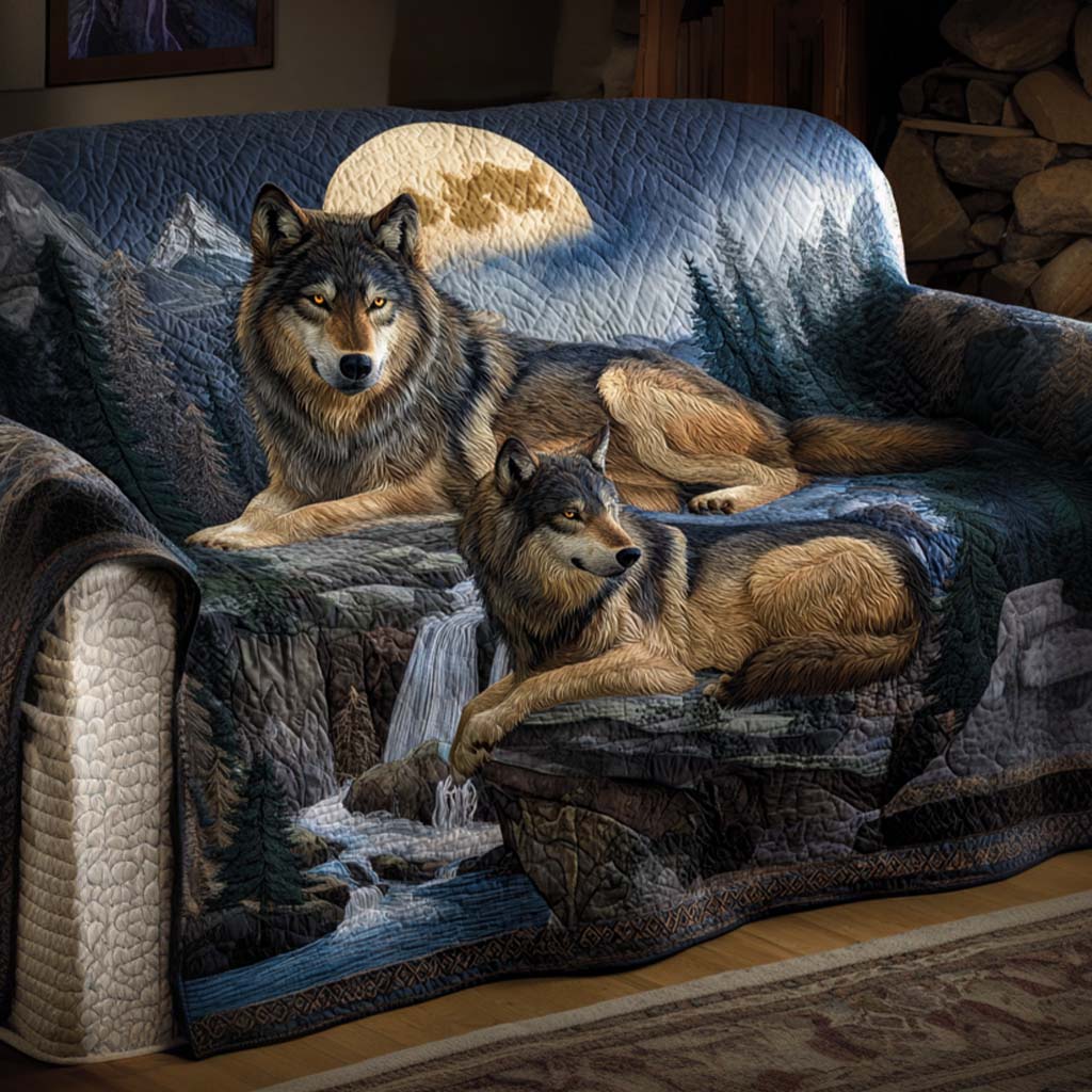 Dark Woods Quilted Sofa Cover Pretty Sofa Covers Wolf Gifts For Him Her
