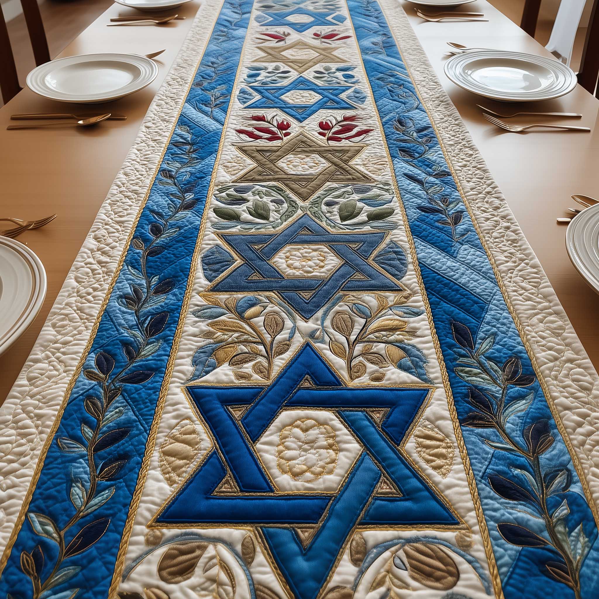 David Emblem Quilted Table Runner Kitchen Table Decor Ideas Unusual Hanukkah Gifts