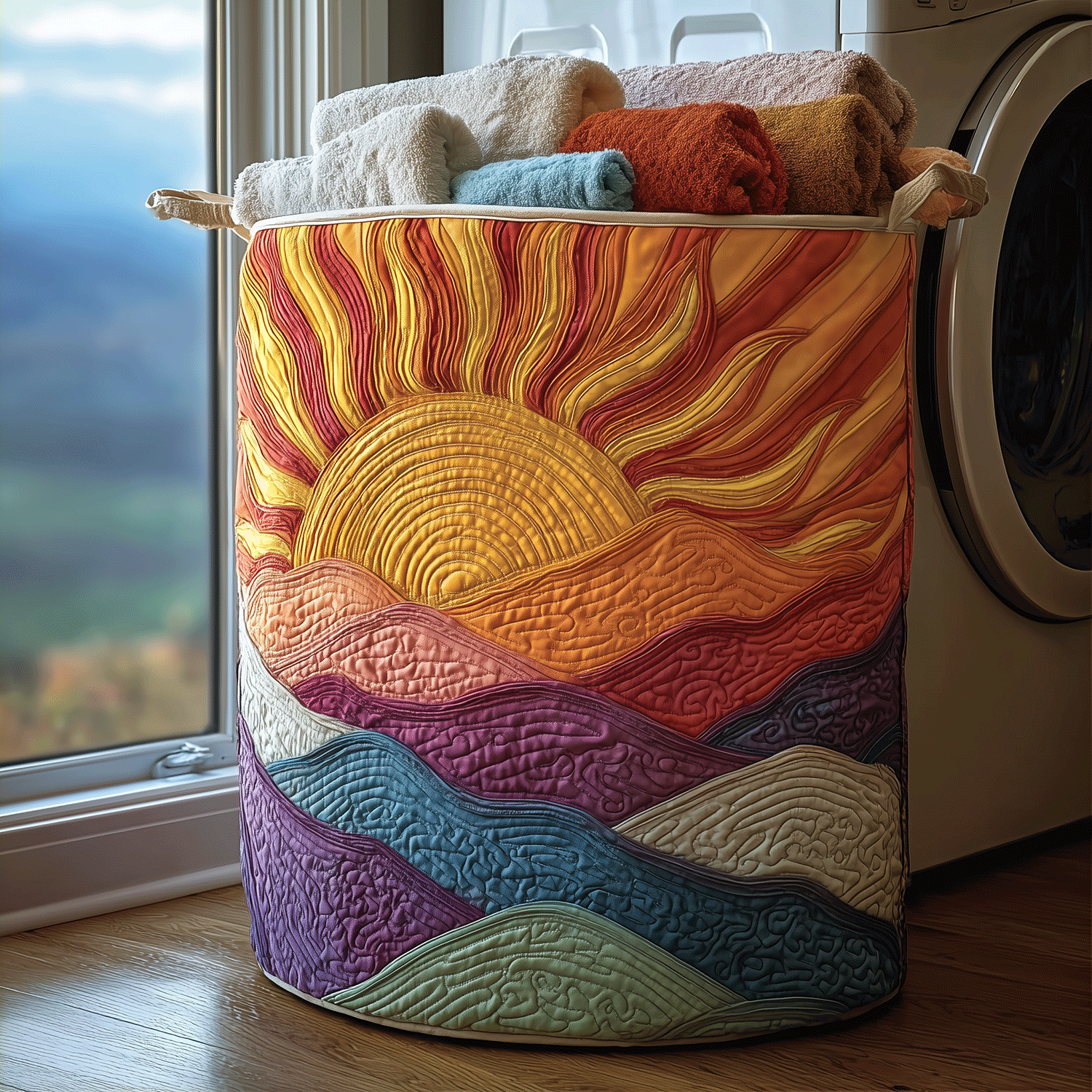 Dawn Horizon Quilted Laundry Basket Dirty Clothes Basket Mother's Day Gifts From Grandkids