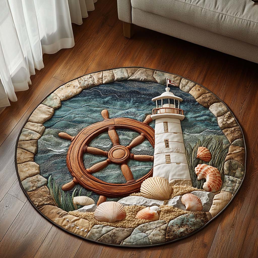 Dawnwatch Tower Quilted Round Mat House Decor Beach Lover Gifts For Him