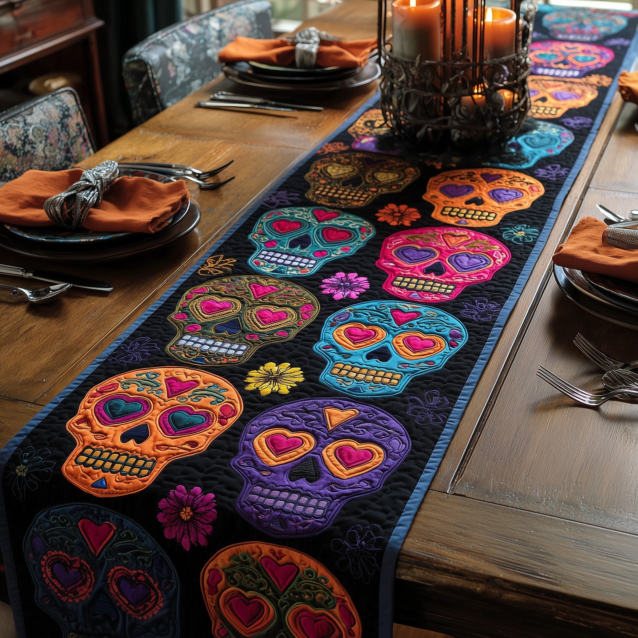 Day of the Dead Quilted Table Runner Dining Table Ideas Day Of The Dead Ideas