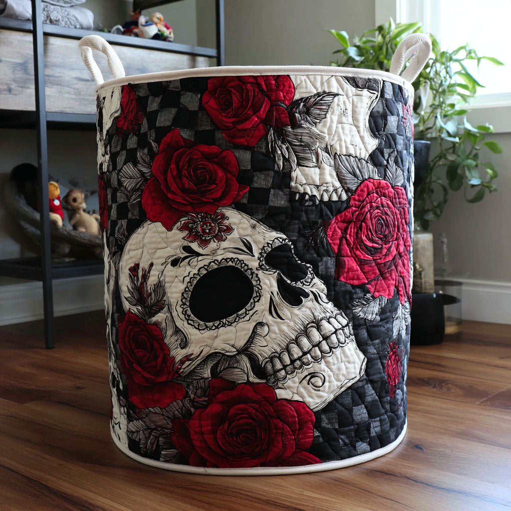 Death Bloom Quilted Laundry Basket Home Decor Styles Gifts For Dia De Los Muertos
