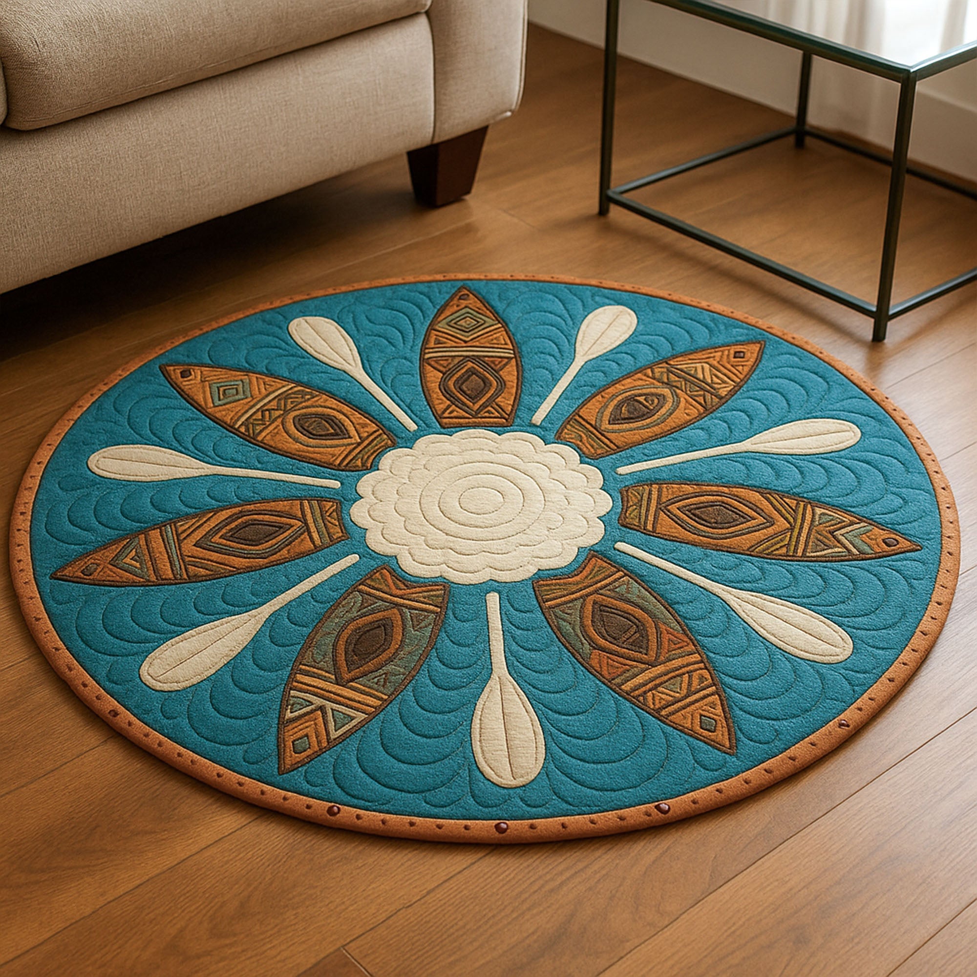 Deep Current Quilted Round Mat Best Round Rugs Presents For Mother In Law