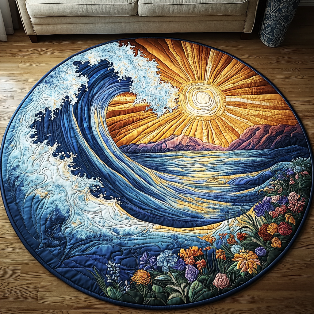 Deep Current Quilted Round Mat Home Decor Items Mothers Day Present Ideas