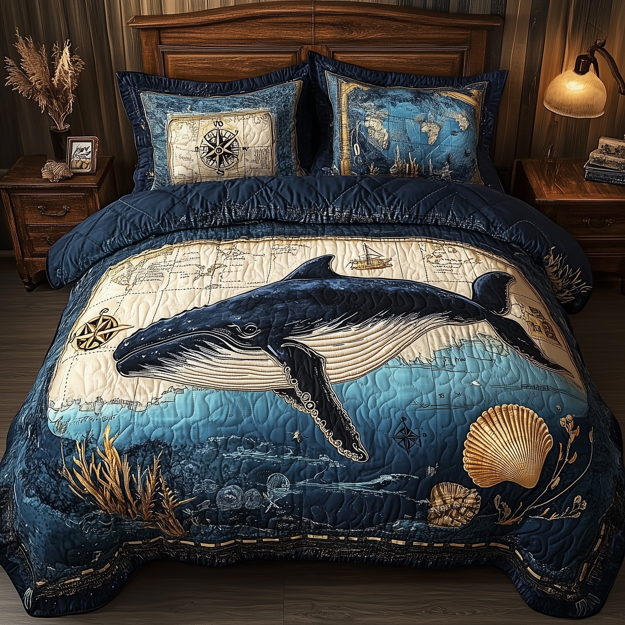 Deep Sea Serenity Quilted Bedding Set Bed Room Art Grea Best Gifts For Whale Lovers