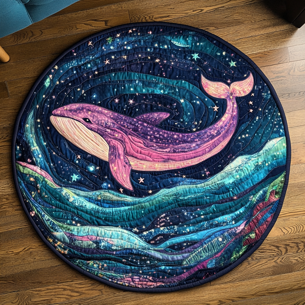 Deep Waters Quilted Round Mat Round Area Rug Living Room Mother Gift Ideas
