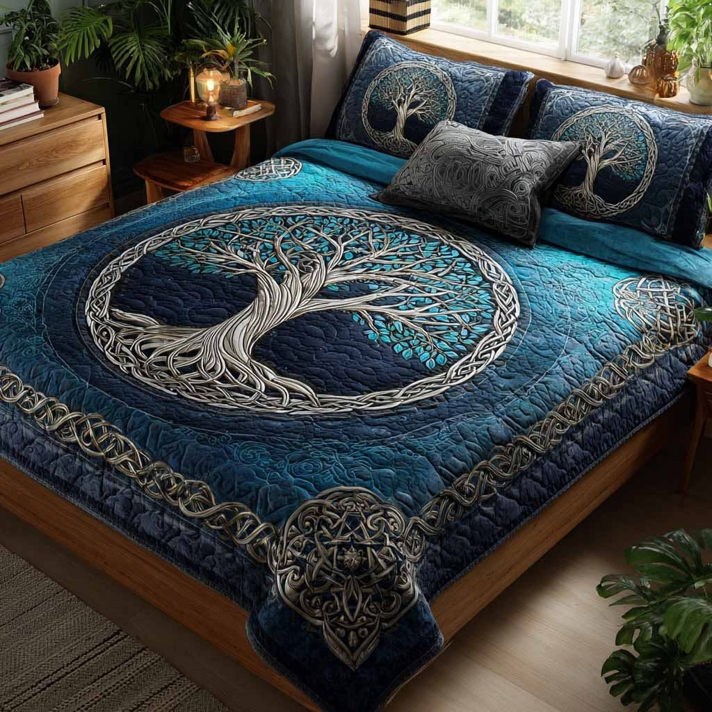 Deepwood Legacy Quilted Bedding Sets Mythical Duvet Cover Set Tree Of Life Gifts Father'S Day
