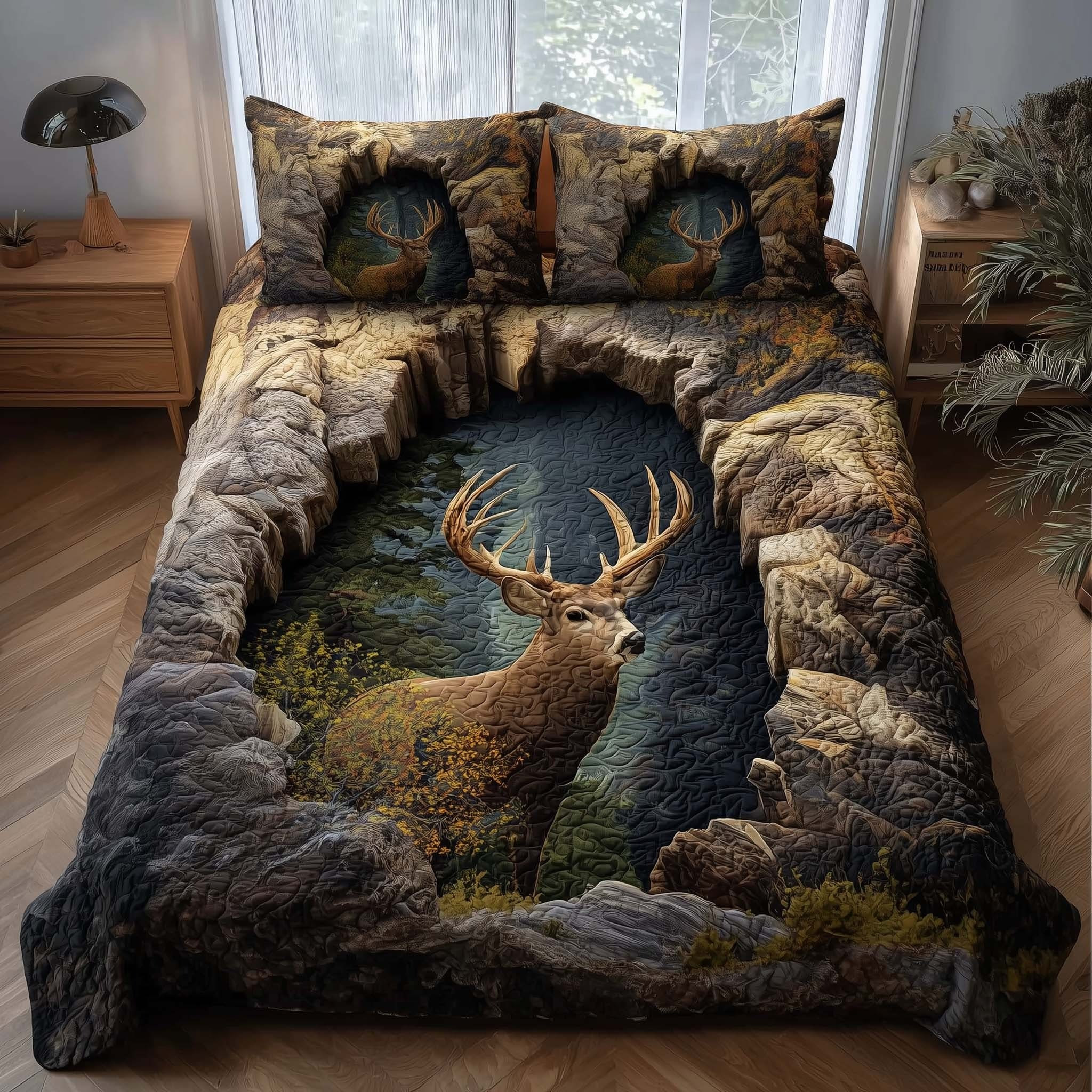 Deer Forest Grace Quilted Bedding Set Duvet Cover Set Bedroom Decorations Gifts