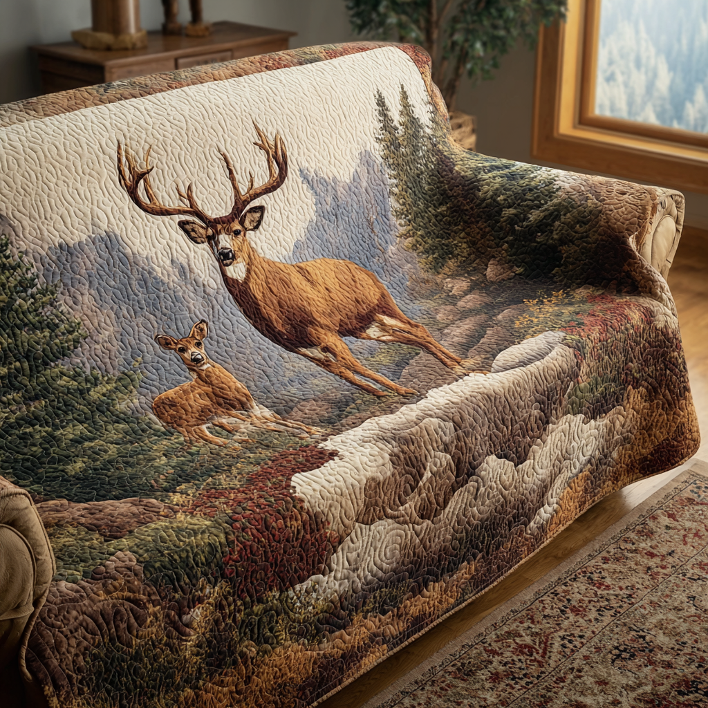 Deer Haven Quilted Sofa Cover Sofa Couch Cover Top Gifts For Deer Hunters