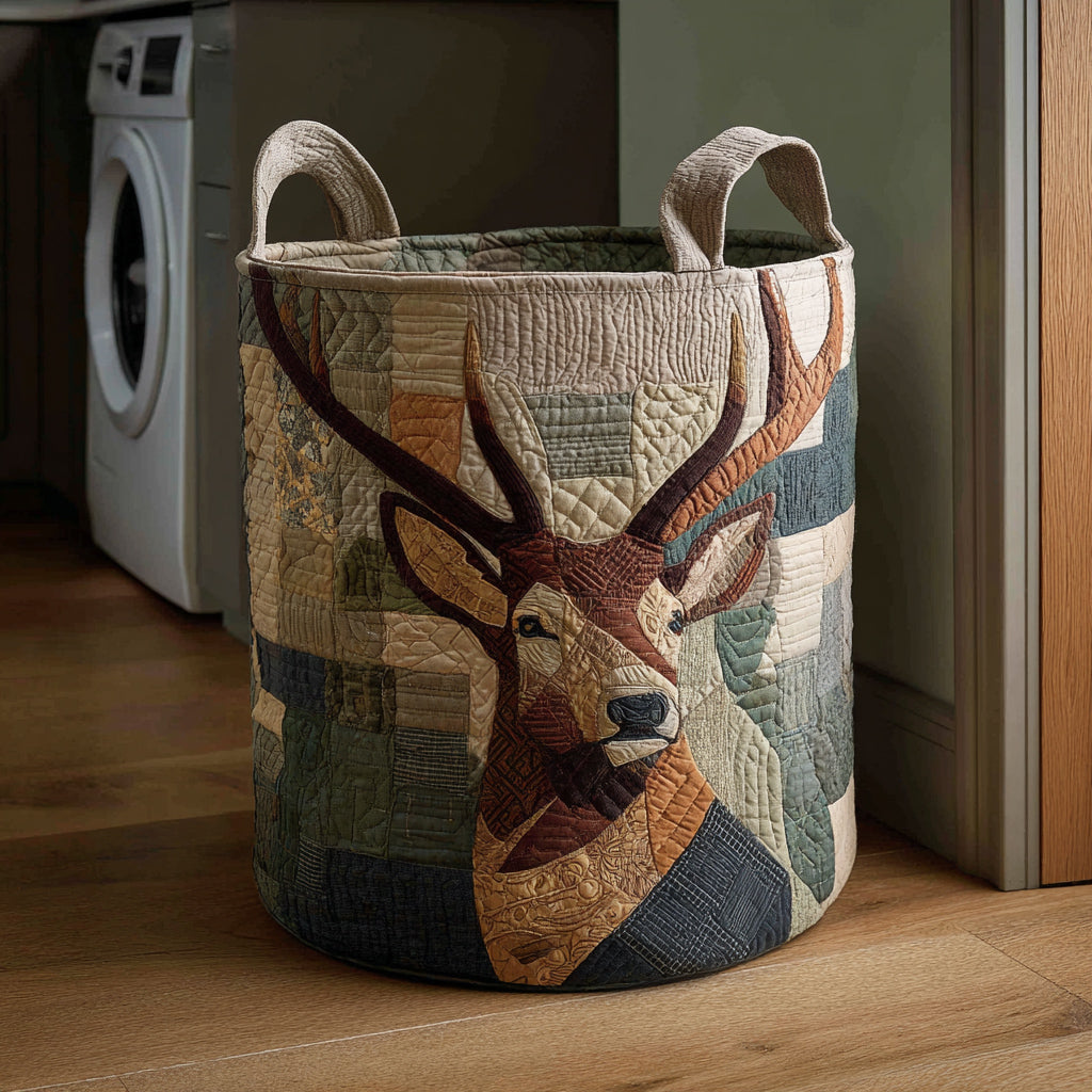 Deer Meadow Leap Quilted Laundry Basket Best Dirty Clothes Hamper Deer Related Gifts