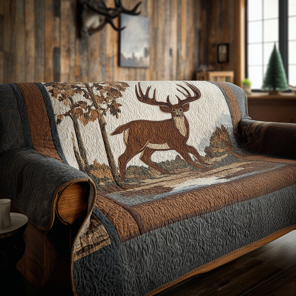 Deer Meadow Quilted Sofa Cover Couch And Loveseat Covers Gifts For Deer Hunters